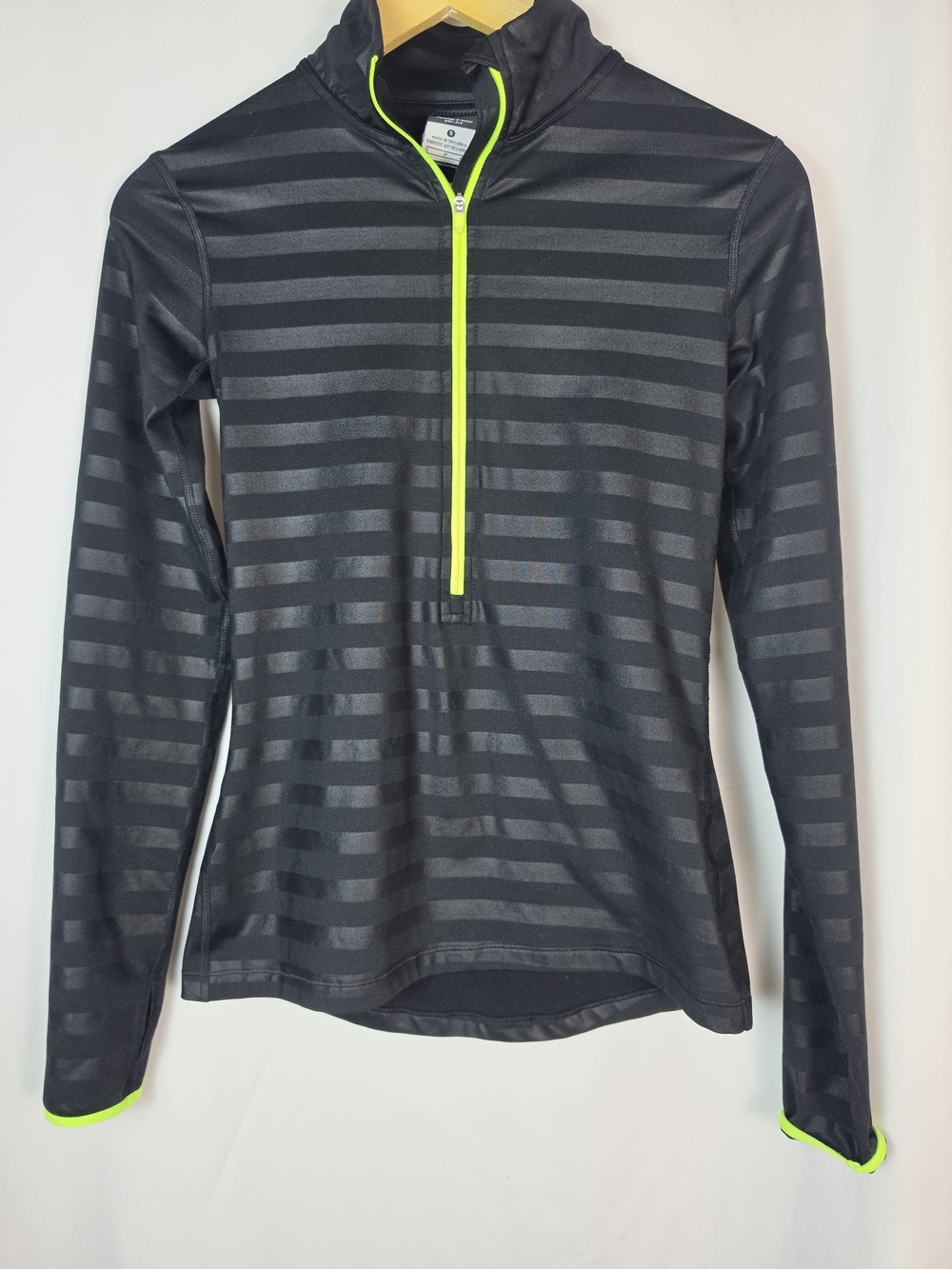Nike Pro Hyperwarm Dri-FIT Striped 1/4 Zip Long Sleeve Pullover Thumbholes S